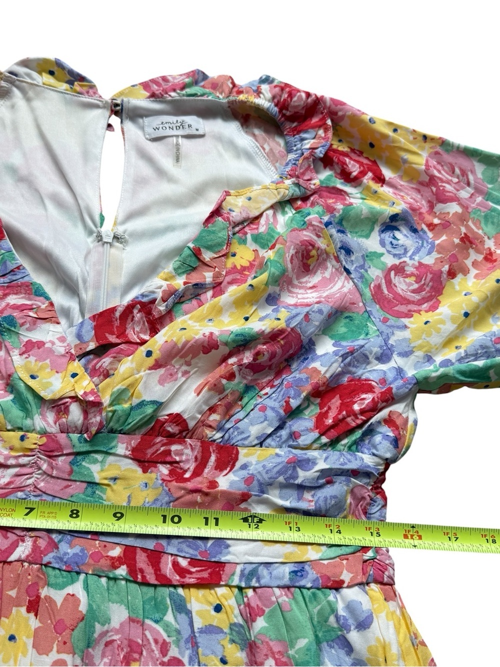 Emily Wonder Cottagecore Floral Puff Sleeve Mini Dress Romantic Garden Party M - Picture 9 of 11